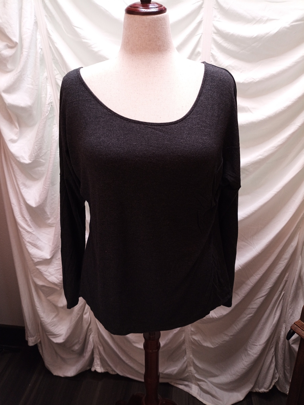 Champion Black Long Sleeve Scoop Neck Tee